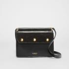 Burberry Burberry Mini Suede And Leather Title Bag With Pocket Detail, Black