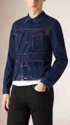 Burberry Burberry Denim Jacket With Bellows Pockets, Size: 42, Blue