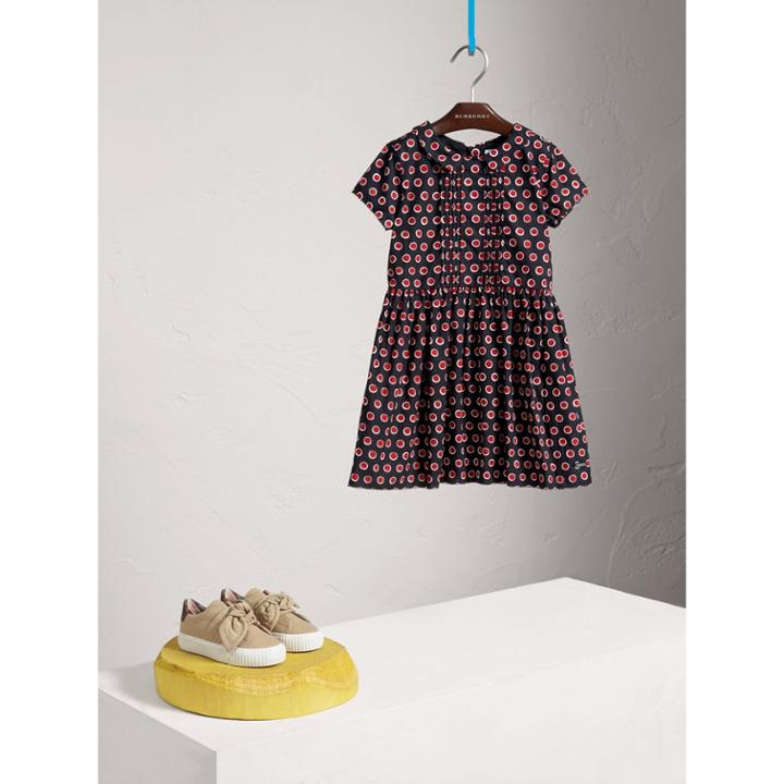 Burberry Burberry Pintuck Detail Spot Print Cotton Dress, Size: 8y