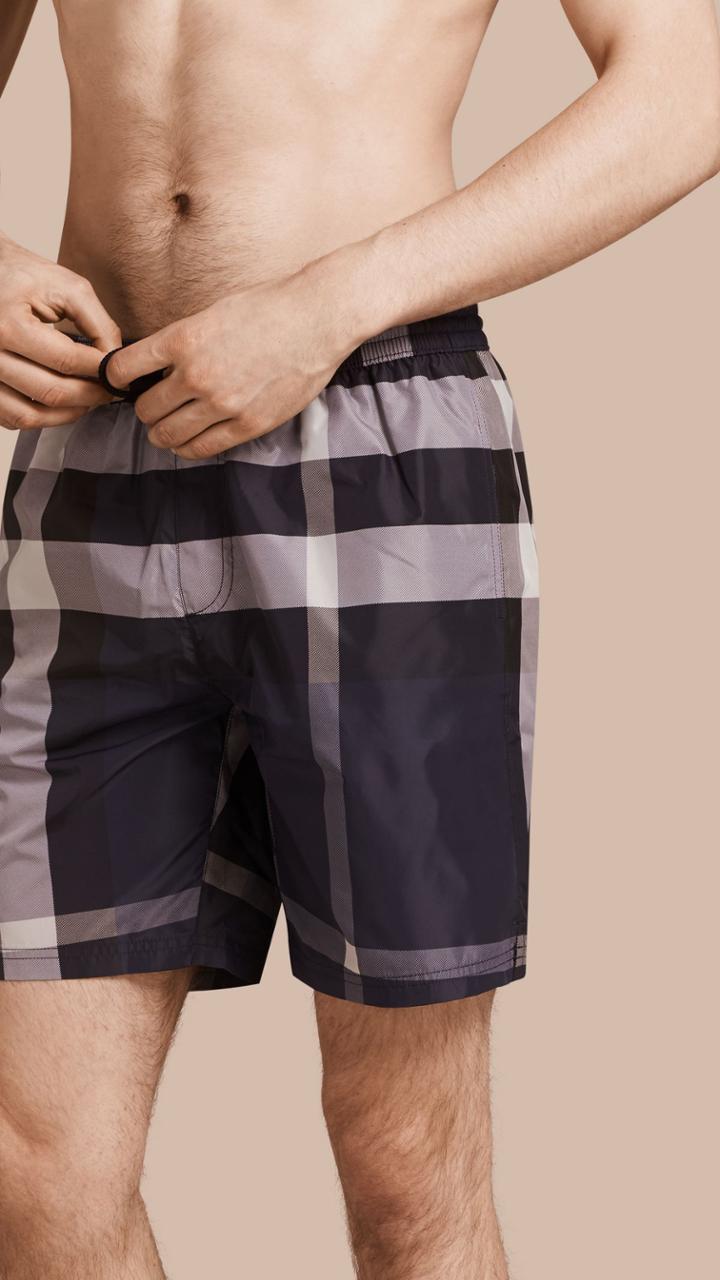 Burberry Burberry Check Swim Shorts, Size: Xl, Blue