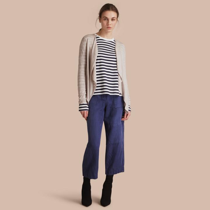 Burberry Burberry Merino Wool Silk Open Cardigan, Grey