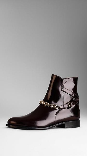 Burberry Bridle Chain Ankle Boots