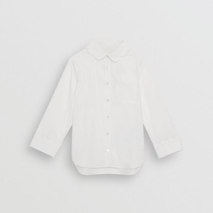 Burberry Burberry Childrens Scallop Detail Stretch Cotton Poplin Shirt, Size: 14y, White