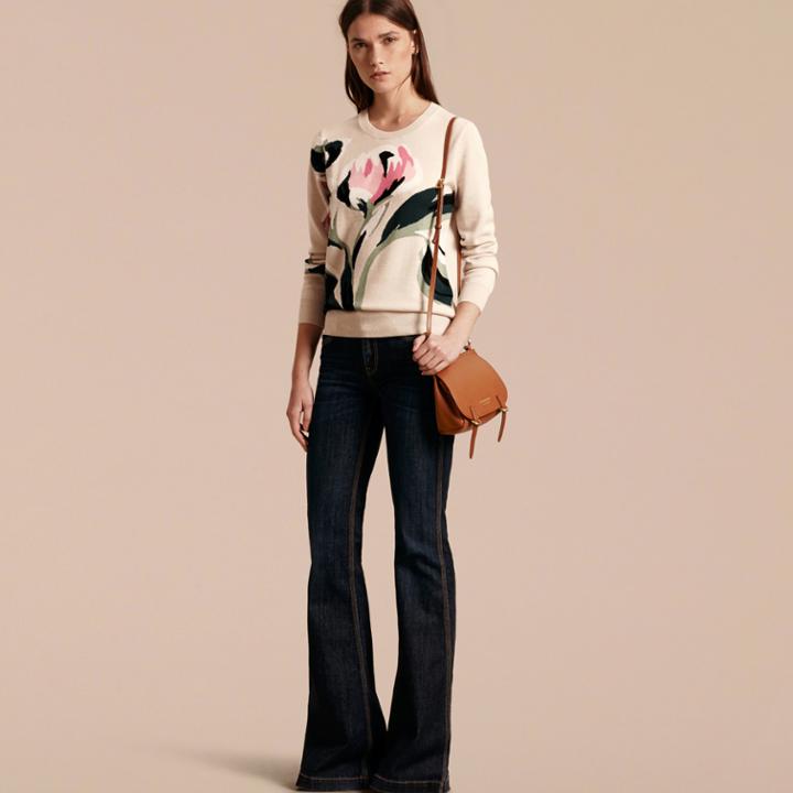 Burberry Burberry Floral Intarsia Merino Wool Sweater, Green