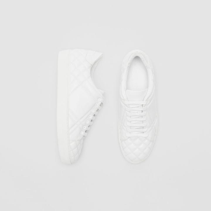 Burberry Burberry Check-quilted Leather Sneakers, Size: 40.5, White