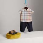 Burberry Burberry Washed Check Cotton Short Sleeve Shirt, Size: 24m, Beige