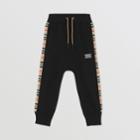 Burberry Burberry Childrens Icon Stripe Panel Cotton Trackpants, Size: 10y, Black
