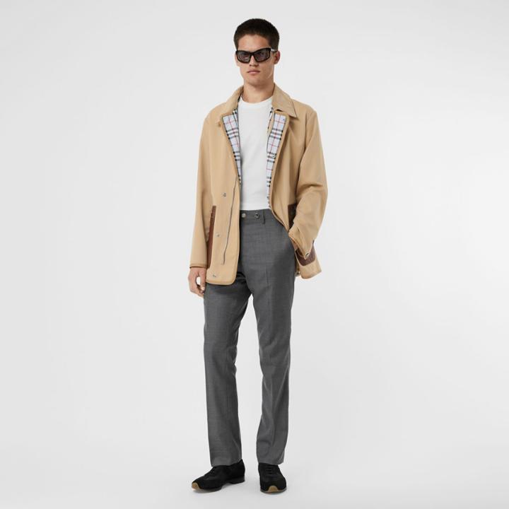 Burberry Burberry Monogram Leather Detail Cotton Jacket, Size: 34, Yellow