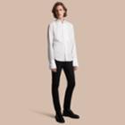 Burberry Burberry Unisex Double-cuff Pintuck Bib Cotton Shirt, Size: M, White