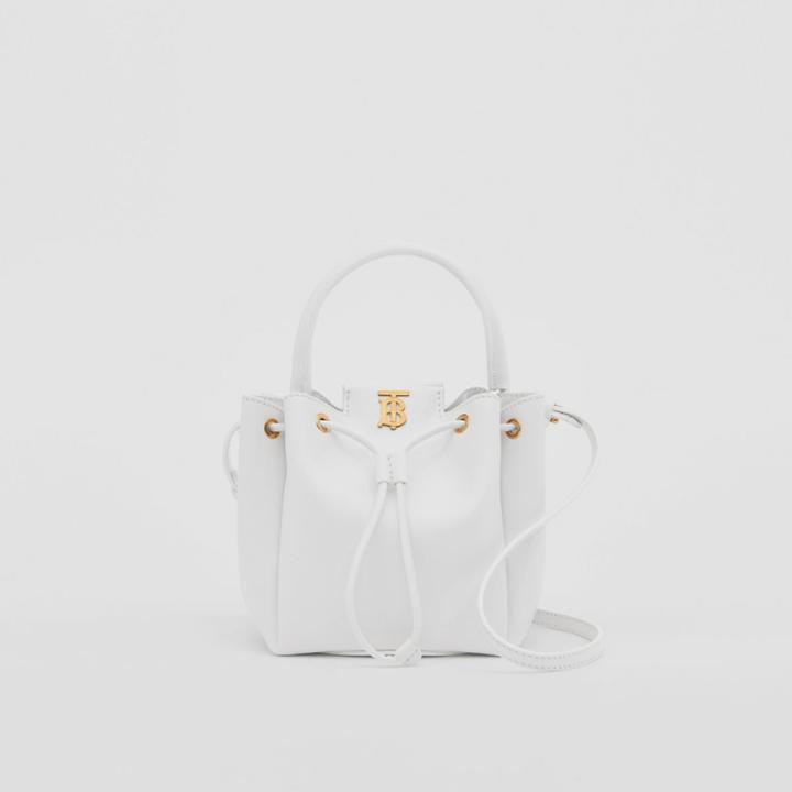 Burberry Burberry Monogram Motif Leather Bucket Bag, White