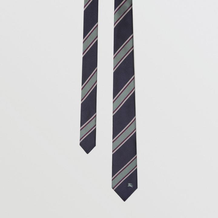Burberry Burberry Slim Cut Striped Silk Jacquard Tie, Blue