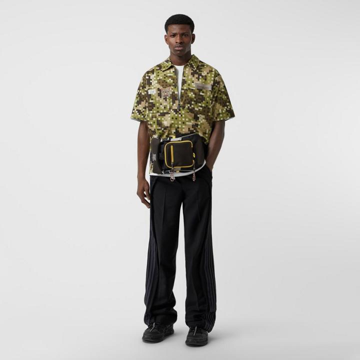Burberry Burberry Short-sleeve Montage Print Cotton Shirt, Khaki