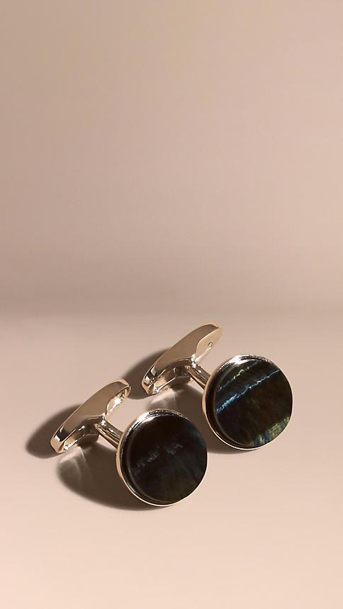 Burberry Tiger's Eye Stone Round Cufflinks
