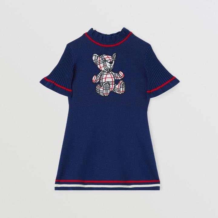 Burberry Burberry Childrens Thomas Bear Wool Blend Jacquard Dress, Size: 10y