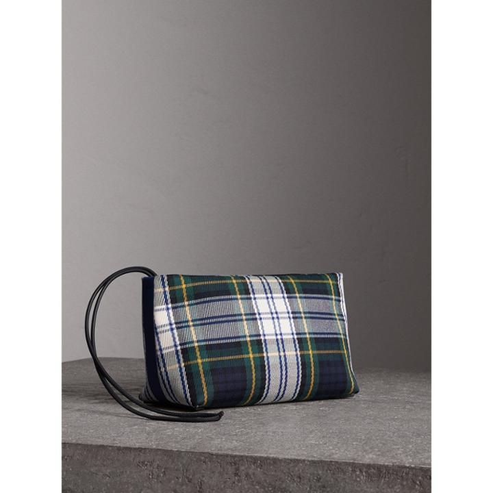 Burberry Burberry Tartan Cotton Clutch, Grey