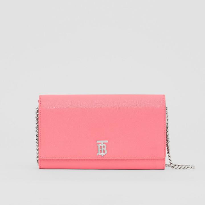 Burberry Burberry Monogram Motif Leather Wallet With Detachable Strap, Pink