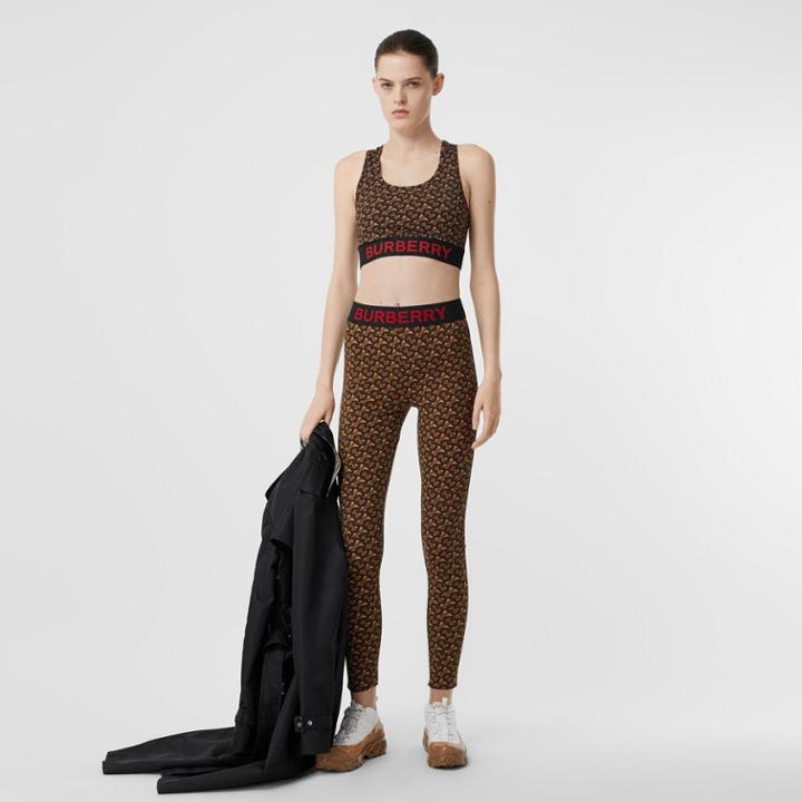 Burberry Burberry Monogram Print Stretch Jersey Cropped Top, Brown