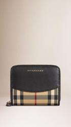 Burberry Horseferry Check And Leather Small Ziparound Wallet