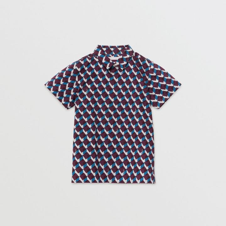 Burberry Burberry Childrens Short-sleeve Geometric Print Cotton Shirt, Size: 8y, Blue