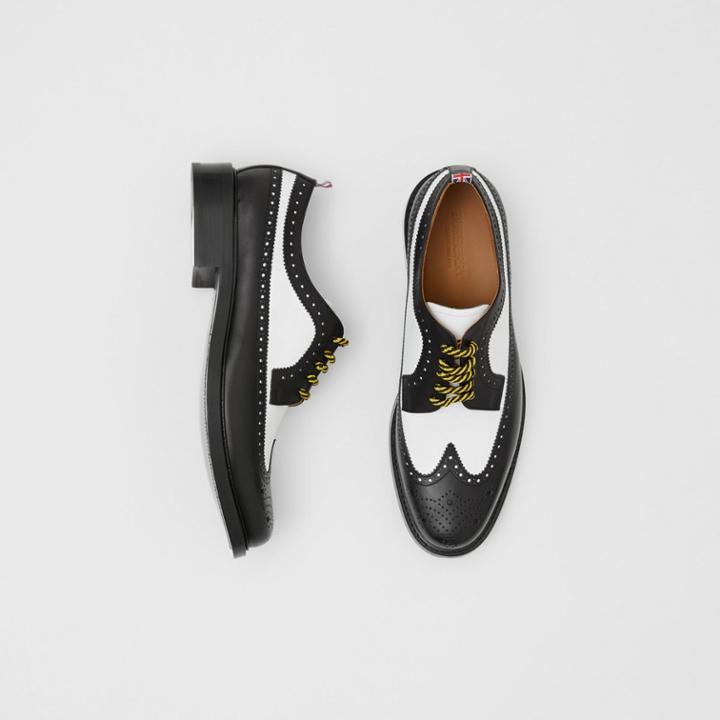 Burberry Burberry Brogue Detail Two-tone Leather Derby Shoes, Size: 42, Black