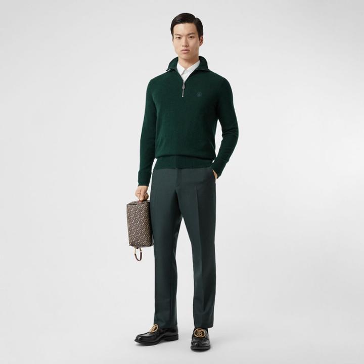 Burberry Burberry Monogram Motif Cashmere Funnel Neck Sweater, Green