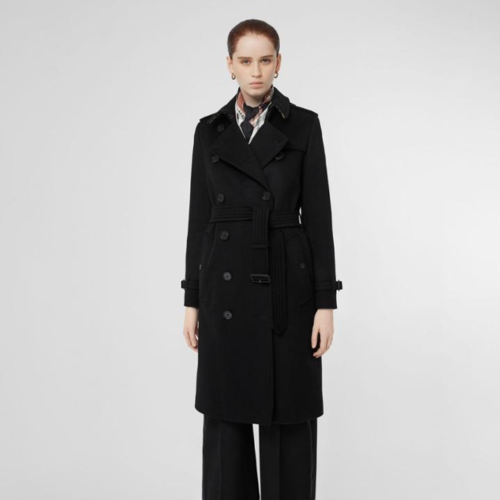 Burberry Burberry Cashmere Trench Coat, Size: 00, Black