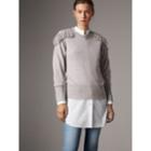 Burberry Burberry Military Braid Detail Wool Cashmere Sweater, Grey