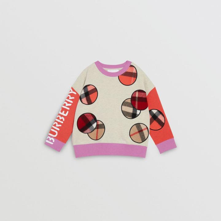 Burberry Burberry Childrens Check Appliqu Cotton Sweatshirt, Size: 4y, Grey