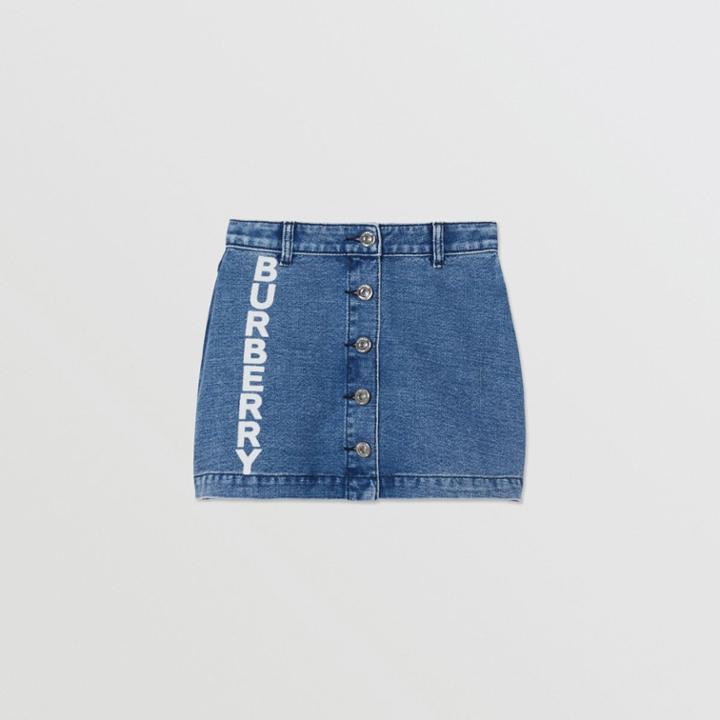Burberry Burberry Childrens Logo Print Japanese Denim Skirt, Size: 10y, Blue