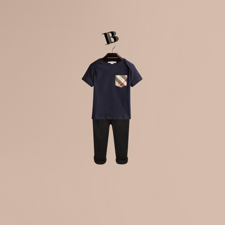 Burberry Burberry Check Pocket T-shirt, Size: 9m, Blue