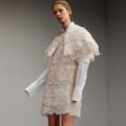 Burberry Burberry Feather Collar Detail Layered Lace Capelet, Size: 08, White