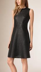 Burberry Laser-cut Lace Lambskin Shift Dress