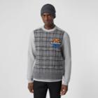 Burberry Burberry Monogram Motif Check Cashmere Panel Sweatshirt, Grey