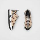 Burberry Burberry Monogram Motif Mesh And Leather Sneakers, Size: 35, Beige