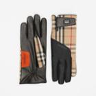 Burberry Burberry Logo Appliqu Vintage Check And Lambskin Gloves, Size: 8, Beige