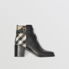 Burberry Burberry House Check And Leather Ankle Boots, Size: 38