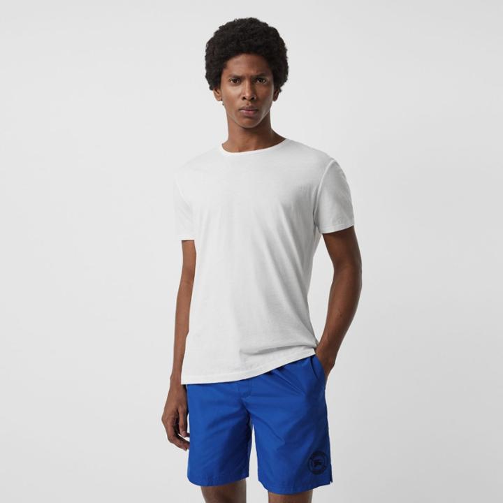 Burberry Burberry Embroidered Logo Drawcord Swim Shorts, Blue