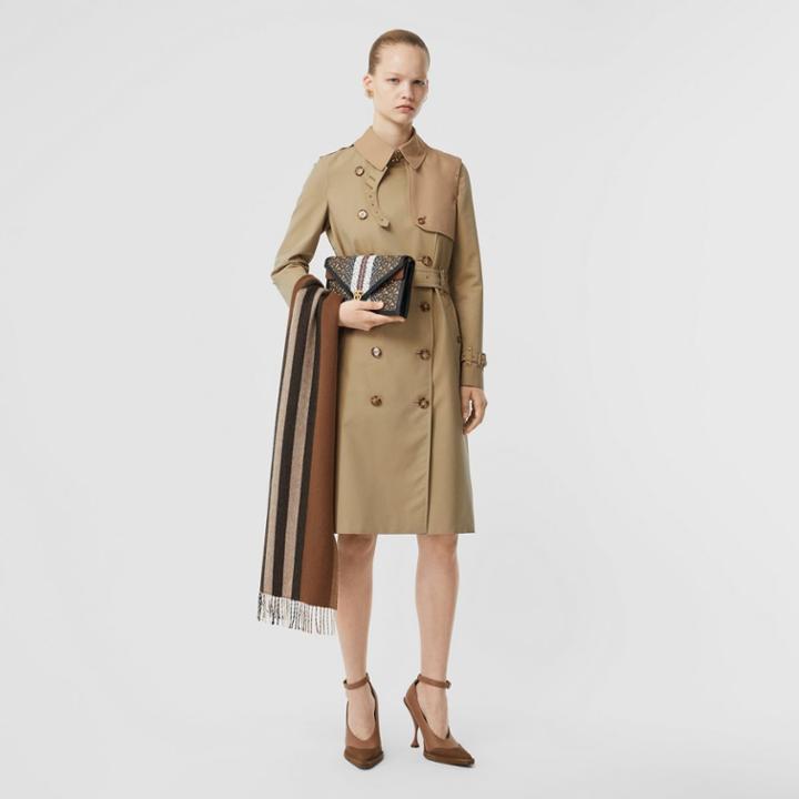 Burberry Burberry Two-tone Cotton Gabardine Trench Coat, Size: 12, Yellow