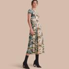 Burberry Burberry Framed Heads And Reclining Figures Print Silk Dress, Size: 04, Brown