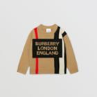 Burberry Burberry Childrens Logo And Icon Stripe Intarsia Wool Sweater, Size: 14y, Beige
