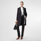 Burberry Burberry Lambskin Trim Wool Cashmere Blend Tailored Coat, Size: 04, Black Maroon