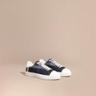Burberry Burberry Check And Leather Trainers, Size: 38, Blue