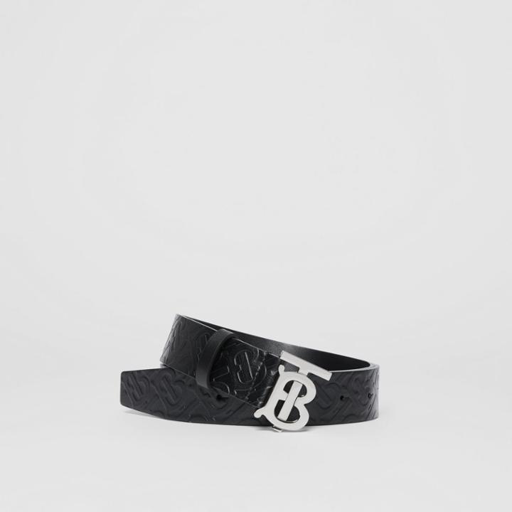 Burberry Burberry Monogram Motif Monogram Leather Belt, Size: 90, Black