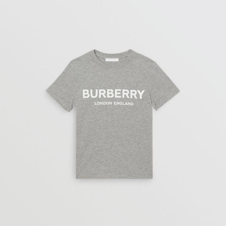 Burberry Burberry Childrens Logo Print Cotton T-shirt, Size: 14y, Grey Melange