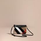 Burberry Leather, Suede And Cotton Jute Patchwork Check Clutch Bag
