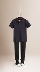 Burberry Burberry Check Placket Polo Shirt, Size: 6y, Blue