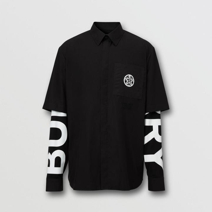 Burberry Burberry Globe Graphic Cotton Oversized Shirt, Size: Xs