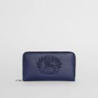 Burberry Burberry Embossed Crest Two-tone Leather Ziparound Wallet, Blue