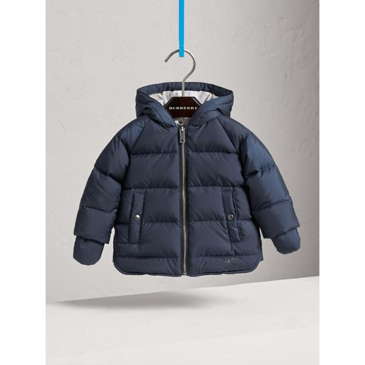 Burberry Burberry Hooded Down-filled Puffer Jacket With Mittens, Size: 3y, Blue