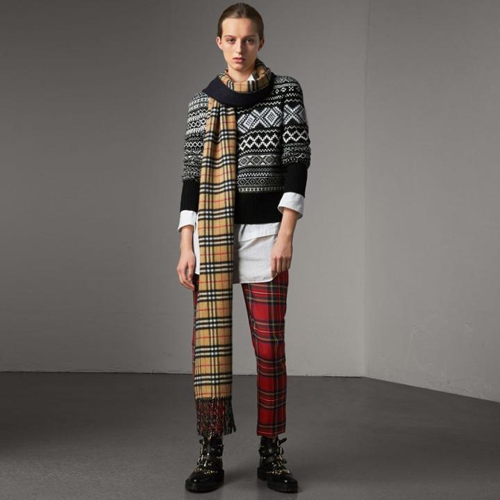 Burberry Burberry Fair Isle Cashmere Mohair Blend Patchwork Sweater, Size: Xs, Black